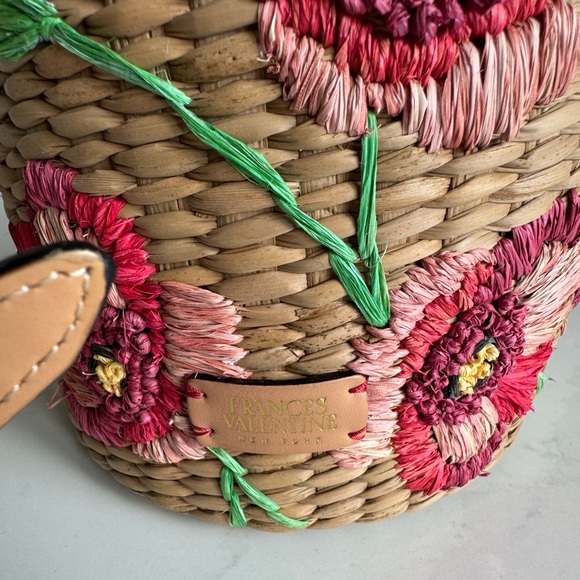 Frances Valentine raffia poppy embroidered bucket bag - Picture 7 of 12